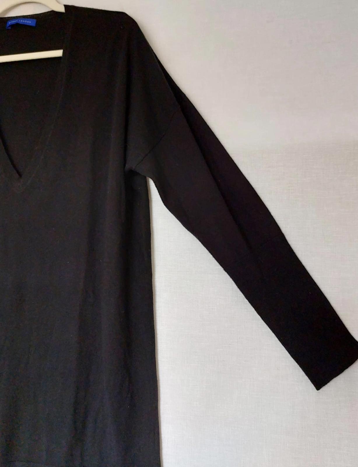 WINSER LONDON Jumper Large Black Merino Wool Blend V-Neck Side Slits