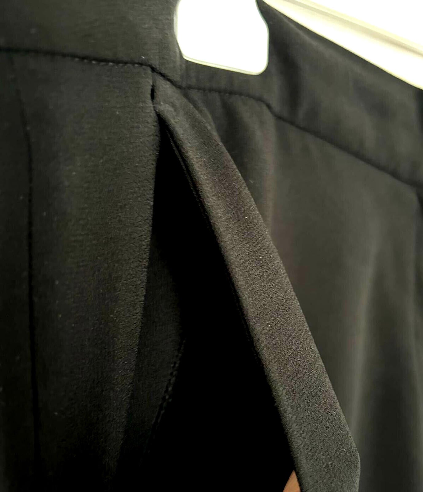 WINSER LONDON Trousers 18 Black Satin Back Crepe Wide Leg Flat Front Style