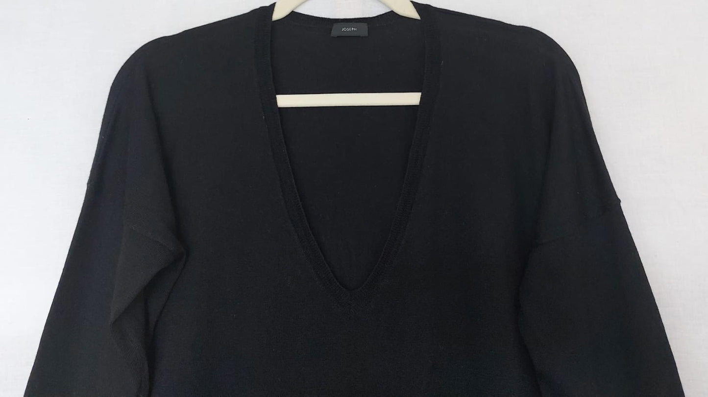 JOSEPH V-Neck Jumper Large Black Long Sleeves Lightweight Knit