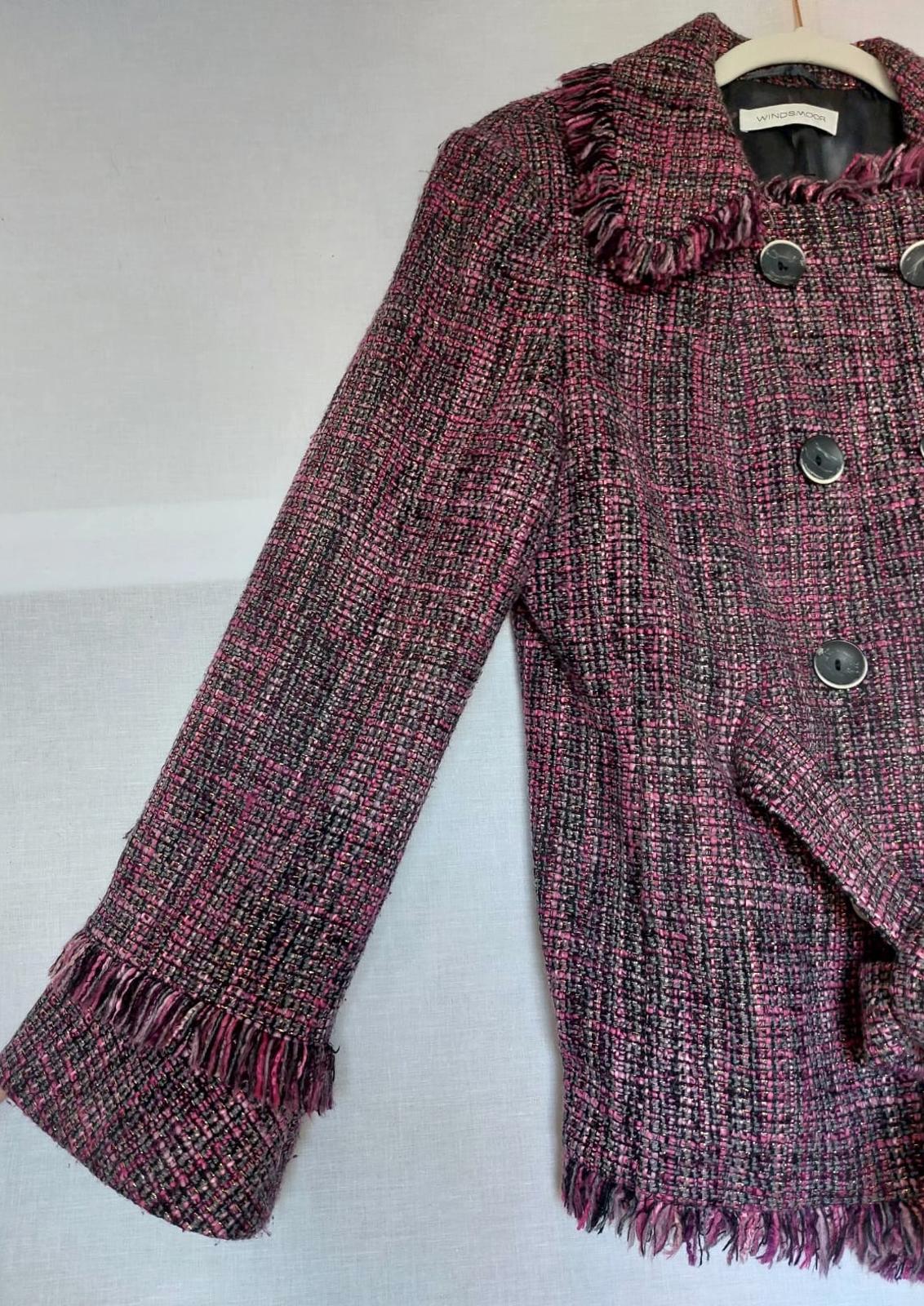 WINDSMOOR Jacket 12 Berry Pinks Fringing Belted Long Sleeves