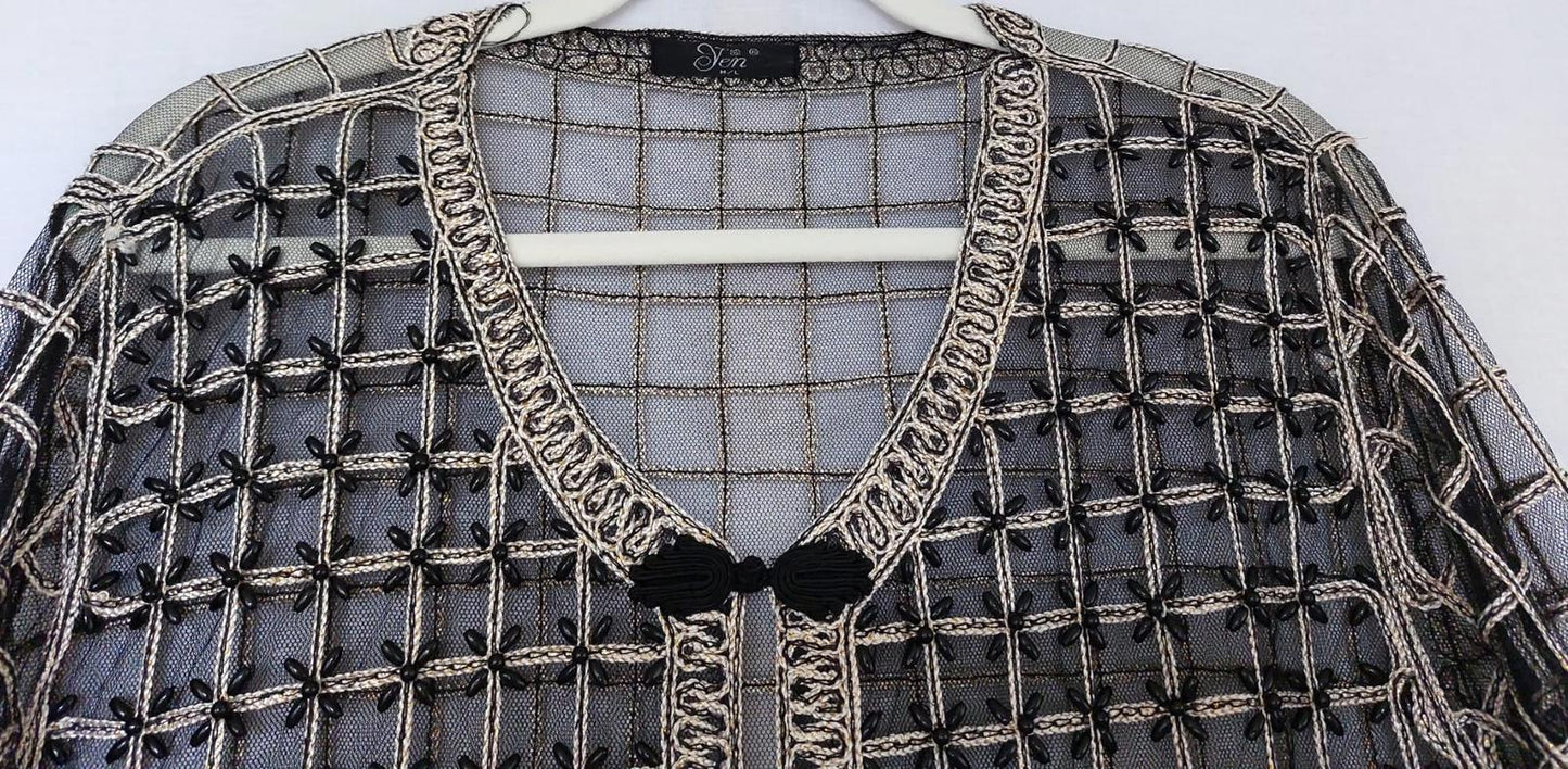 YEN Evening Jacket M/L Black & Gold Beaded Embroidered Appliqué BNWOT