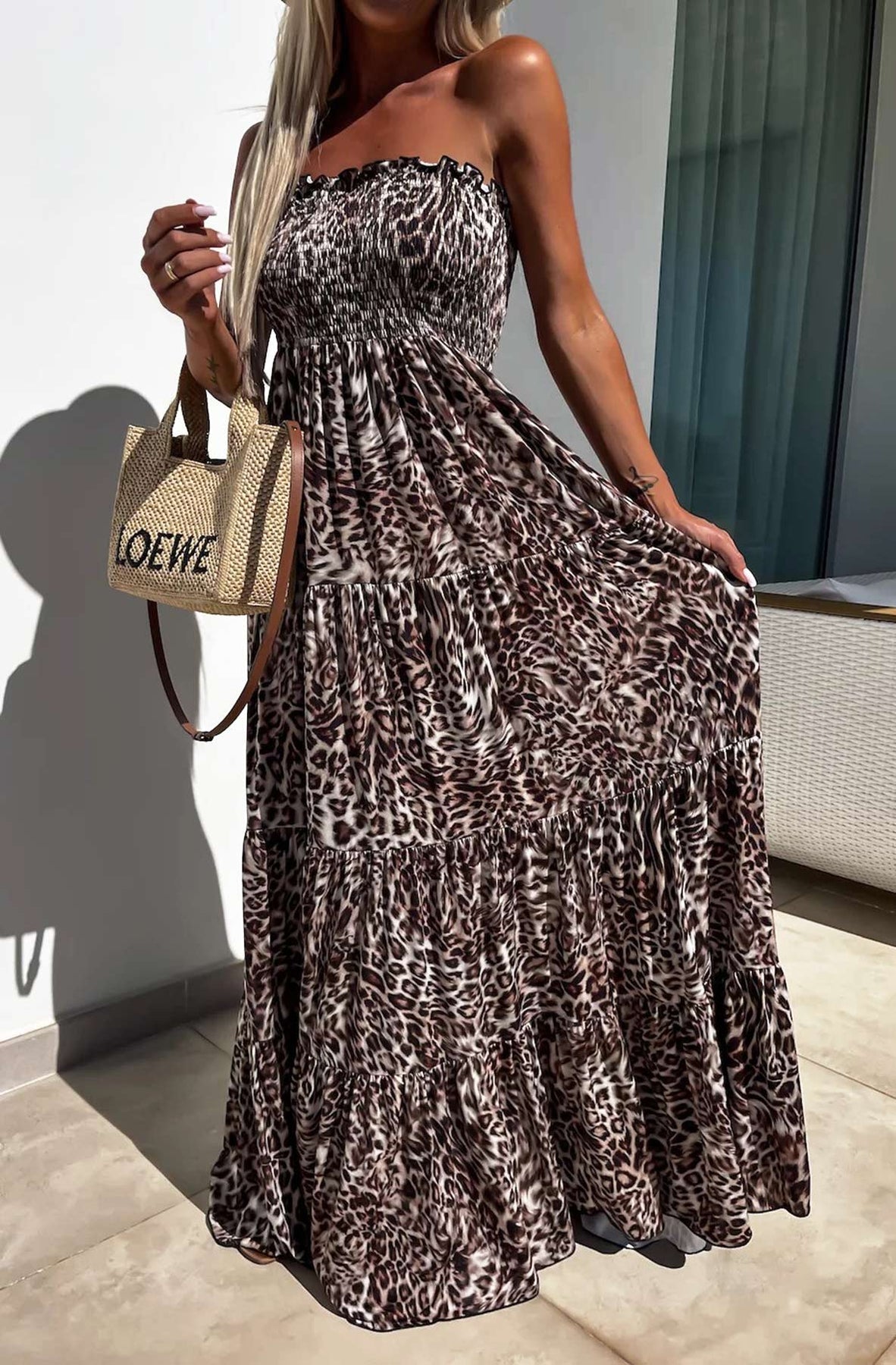 Bandeau Maxi Dress Cotton OS Fits 8 to 14 Maxi Animal Print BNWT