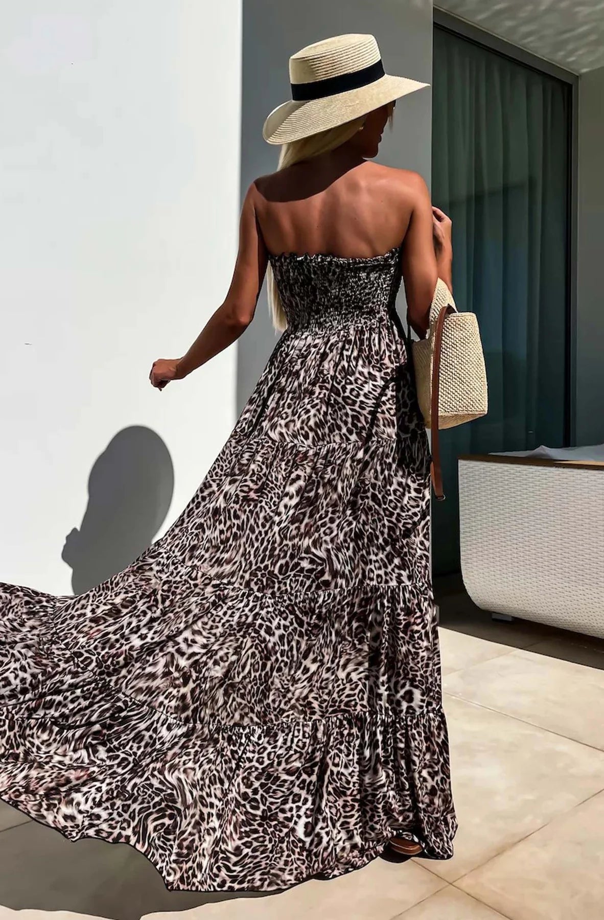 Bandeau Maxi Dress Cotton OS Fits 8 to 14 Maxi Animal Print BNWT