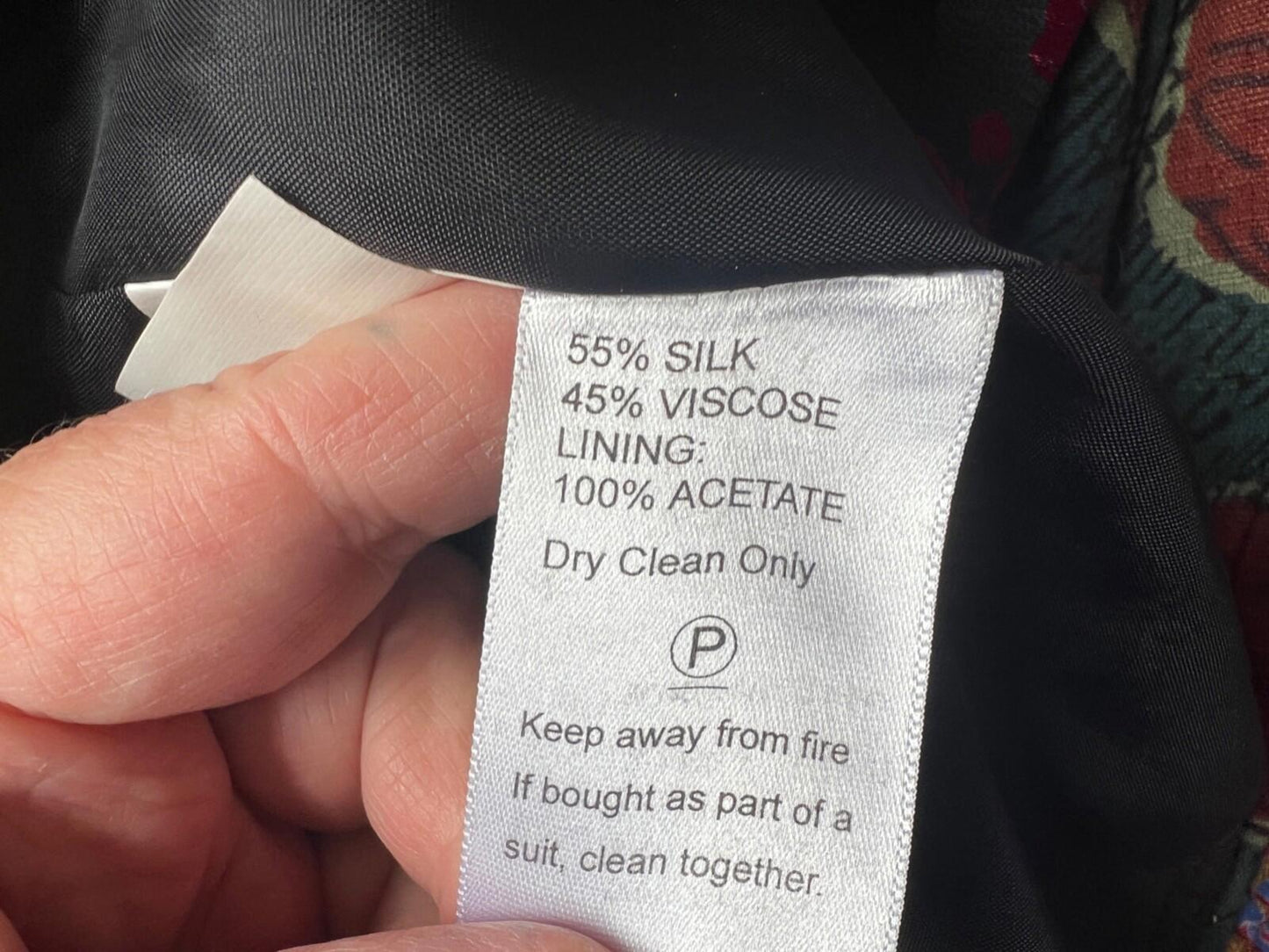 EAST Coat 12 Black Fuchsia Silk Blend Floral Textured Oriental Lined Long Sleeves