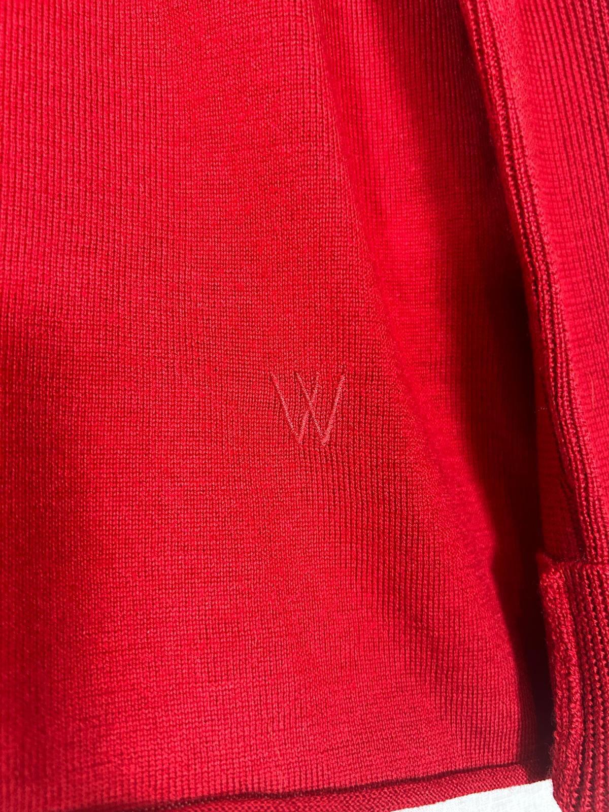 WINSER LONDON Jumper Large Lipstick Red Merino Wool Deep Turnback Cuffs L BNWT