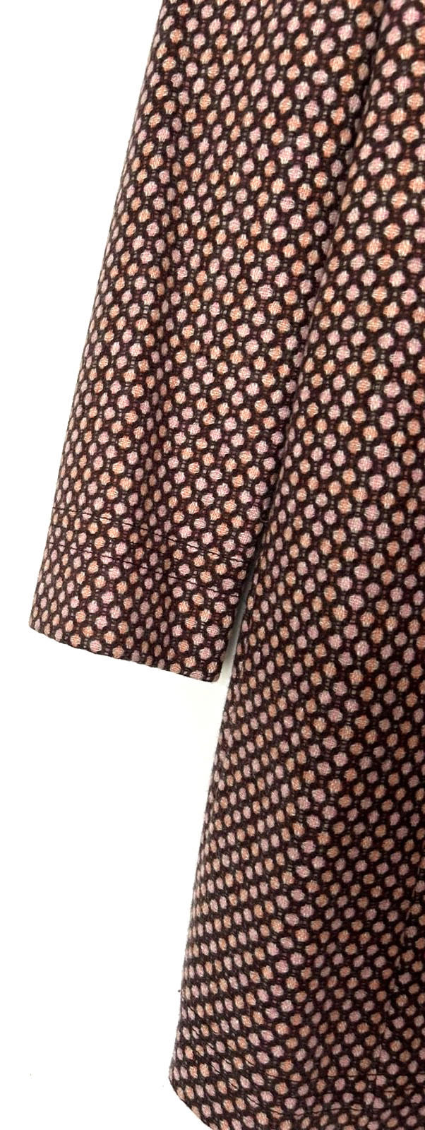 EAST Coat 14 Wool Blend Double Breasted Rounded Collar Pockets Long Sleeves