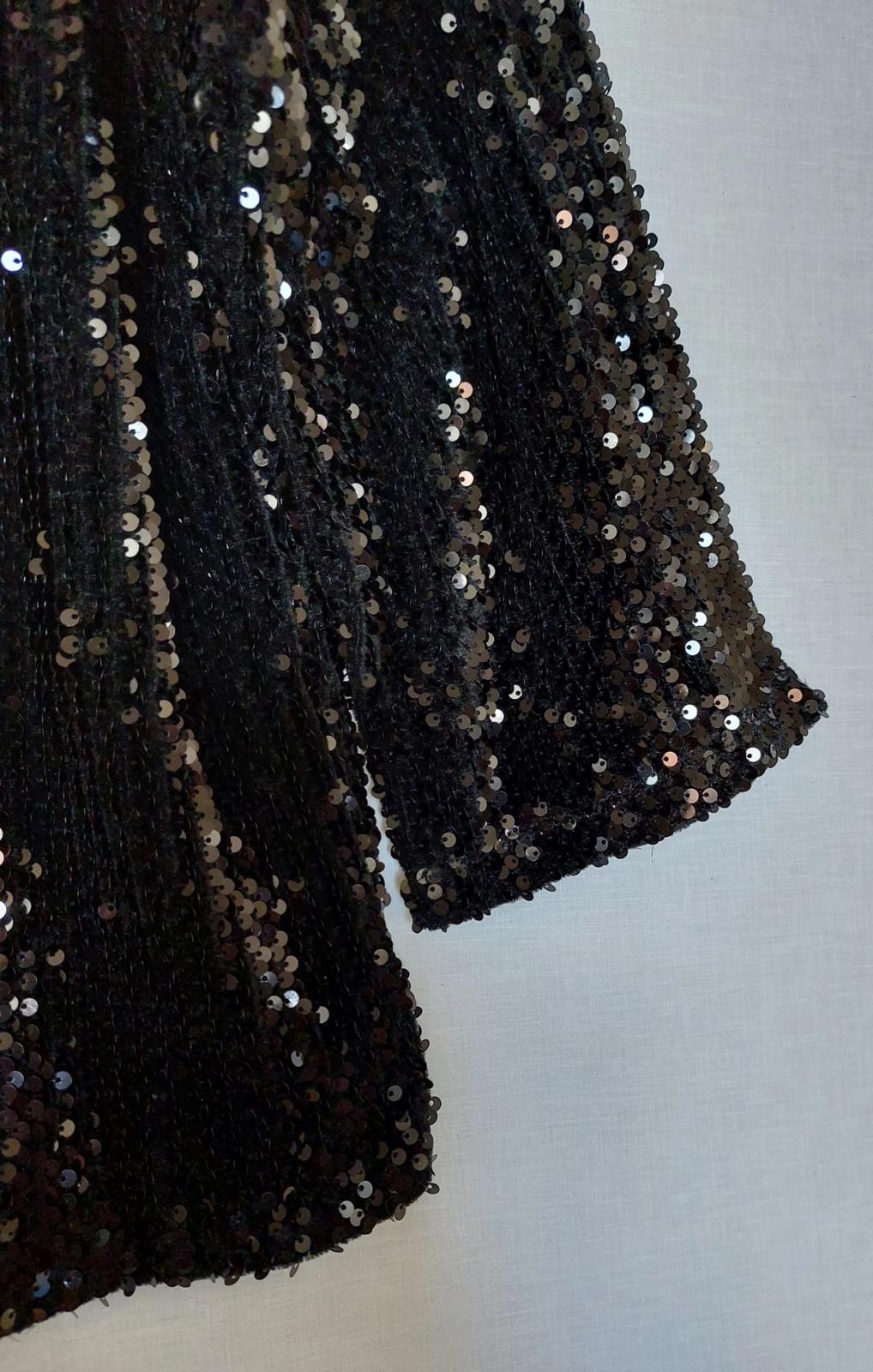 NEXT Evening Jacket Large Black Sequins Lined Long Sleeves Fabulous