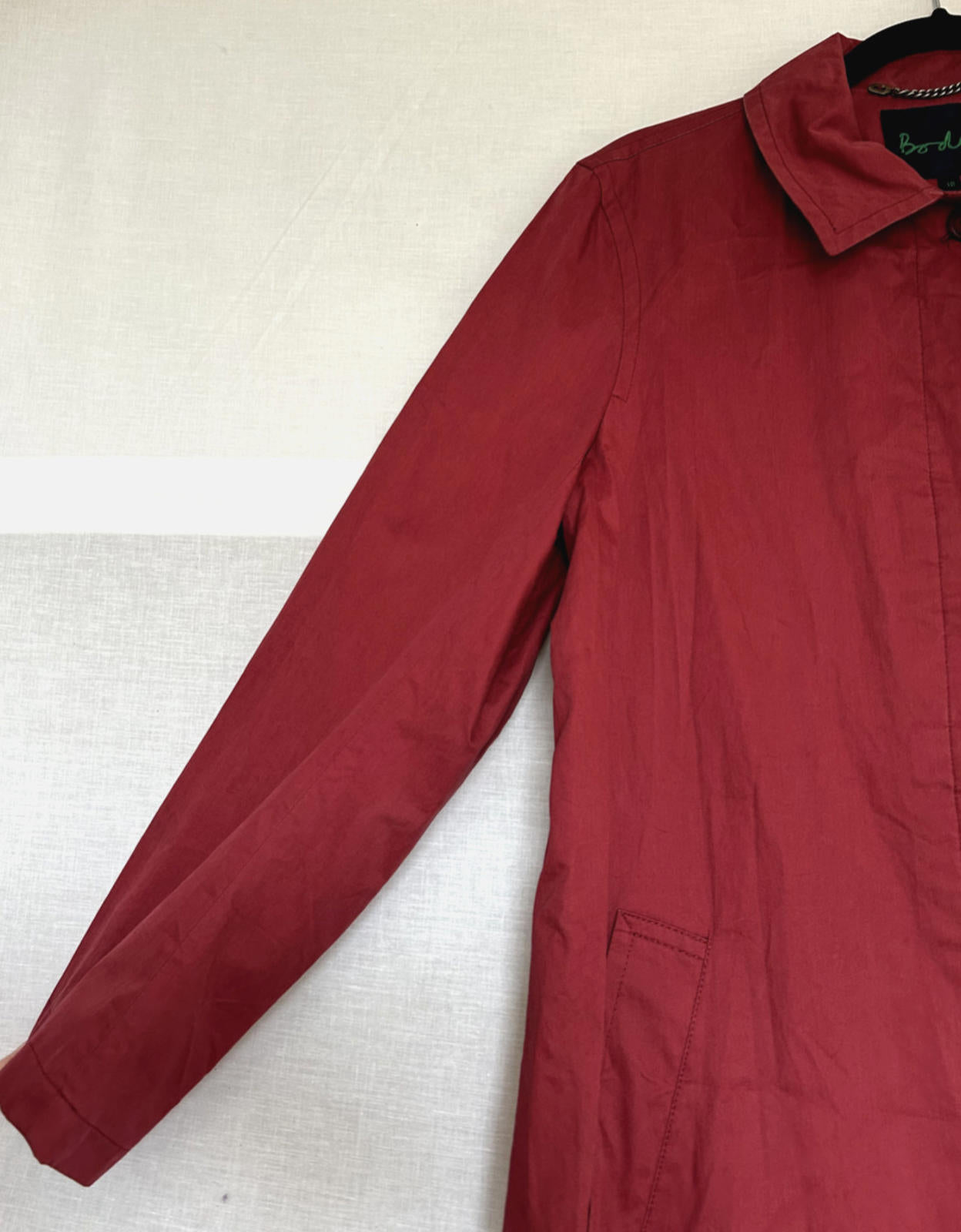 BODEN Trench Coat 12 Pinky Red Waxed Button Through Lined Pockets