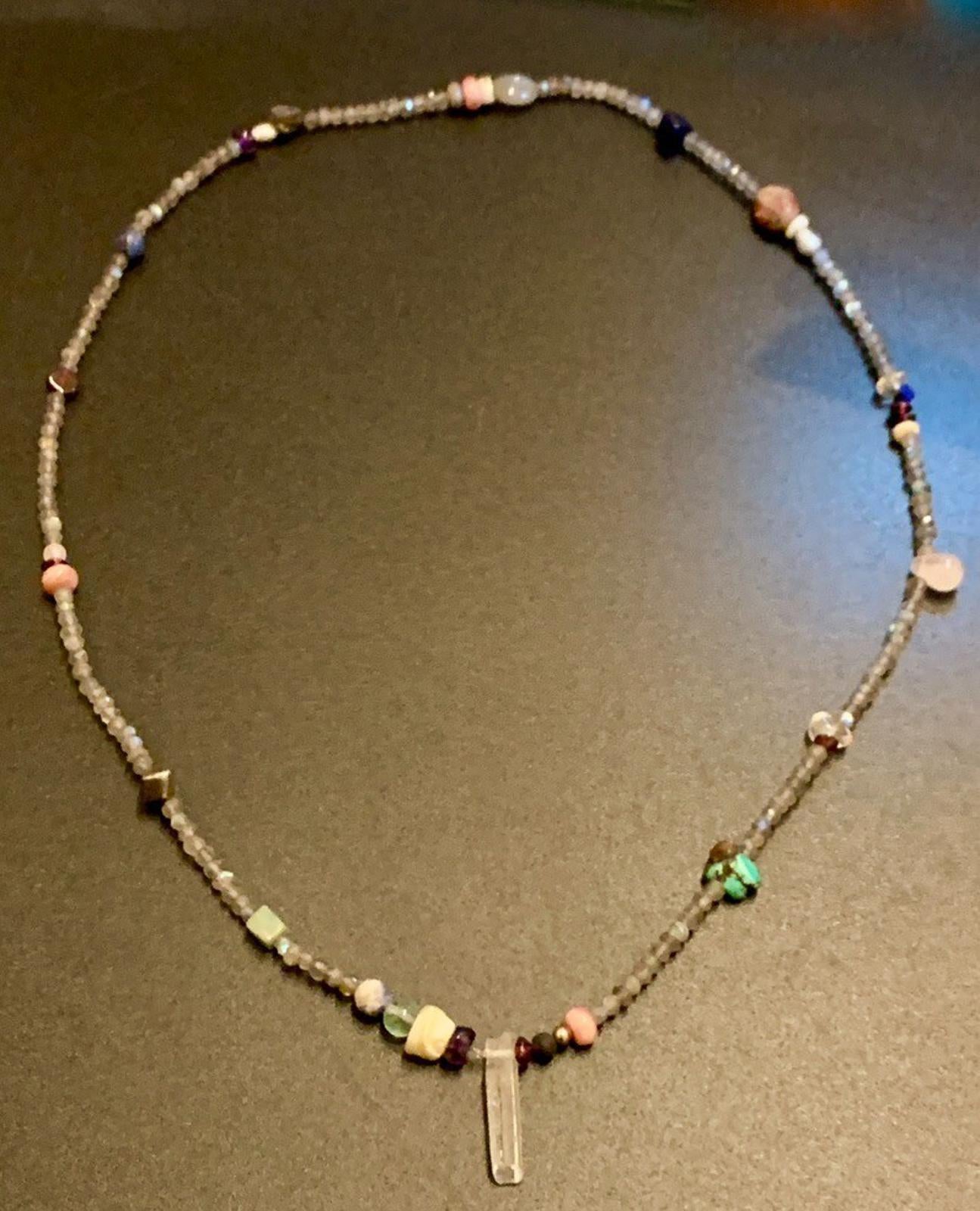 Necklace 24 ins Boho Labradorite Quartz Crystal Mixed Stones