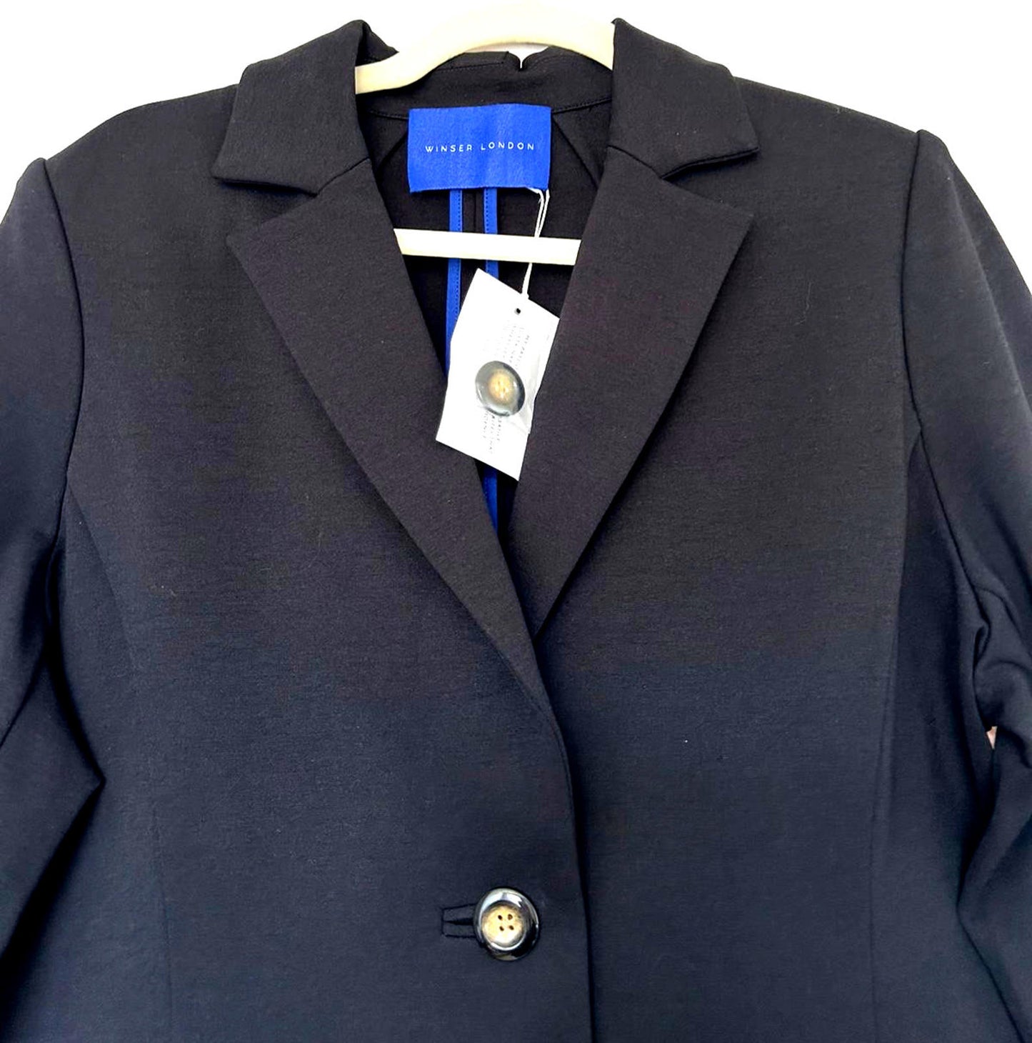 WINSER LONDON Jacket 16 Black Fitted Style Short Button Fastening Pockets BNWT