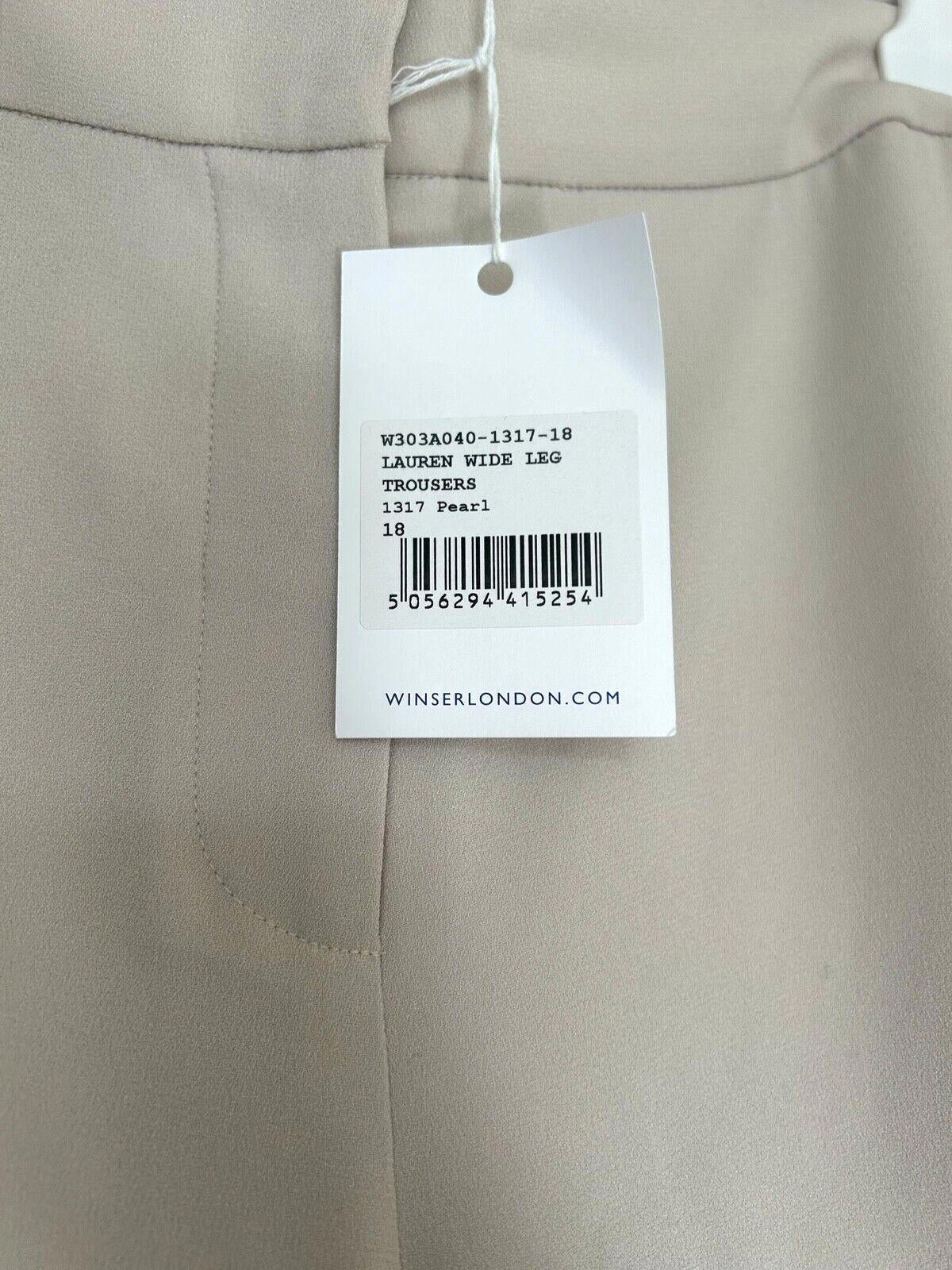 WINSER LONDON Trousers 18 Lauren Wide Leg Flat Front in Pearl BNWT