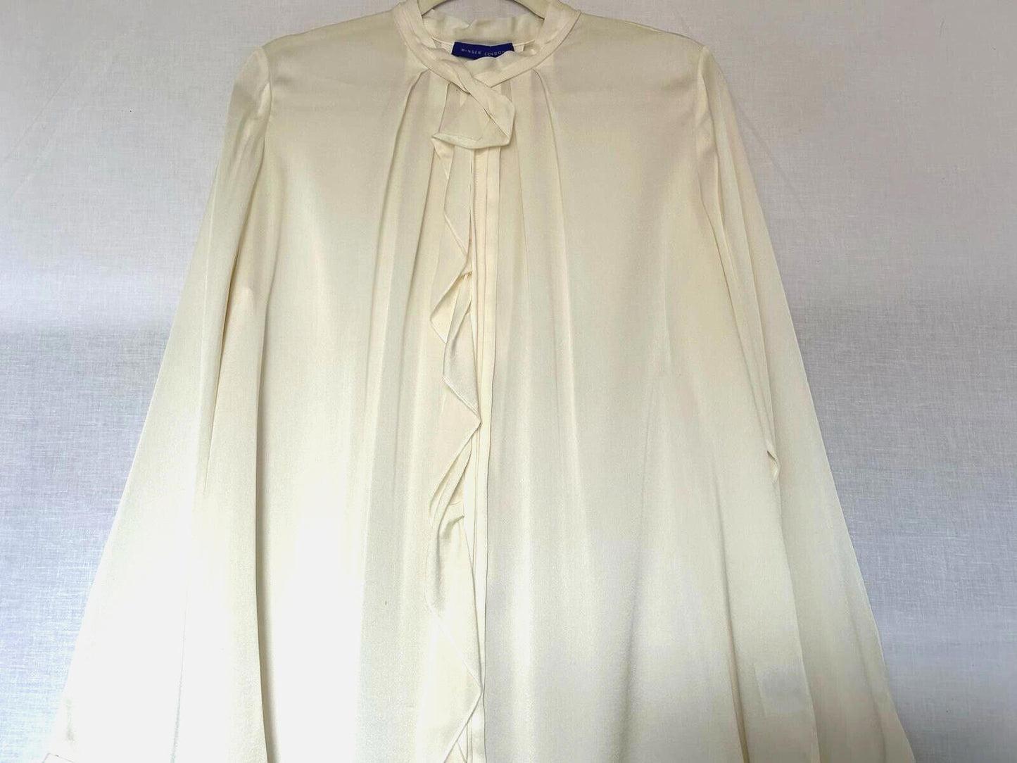 WINSER LONDON Blouse 16 Ivory Silk Ruffle Long Sleeves