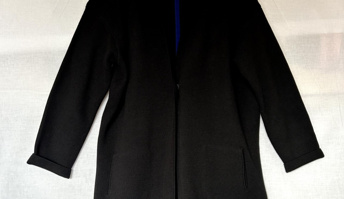 WINSER LONDON Coatigan XL Black Merino Wool Knit Pockets BNWOT
