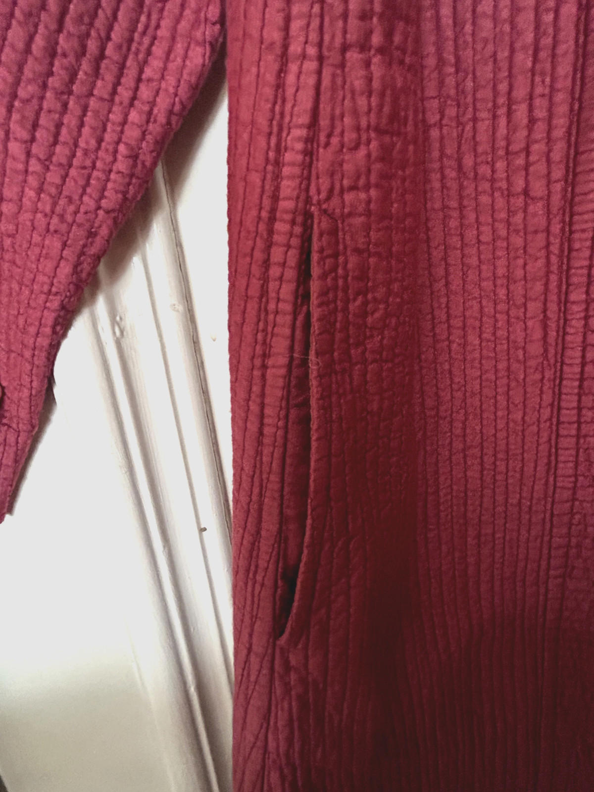 Quilted Jacket Coat S/M Cotton Raspberry Long Sleeve Tassel Fastening