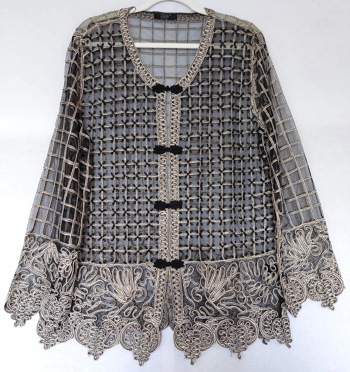 YEN Evening Jacket M/L Black & Gold Beaded Embroidered Appliqué BNWOT