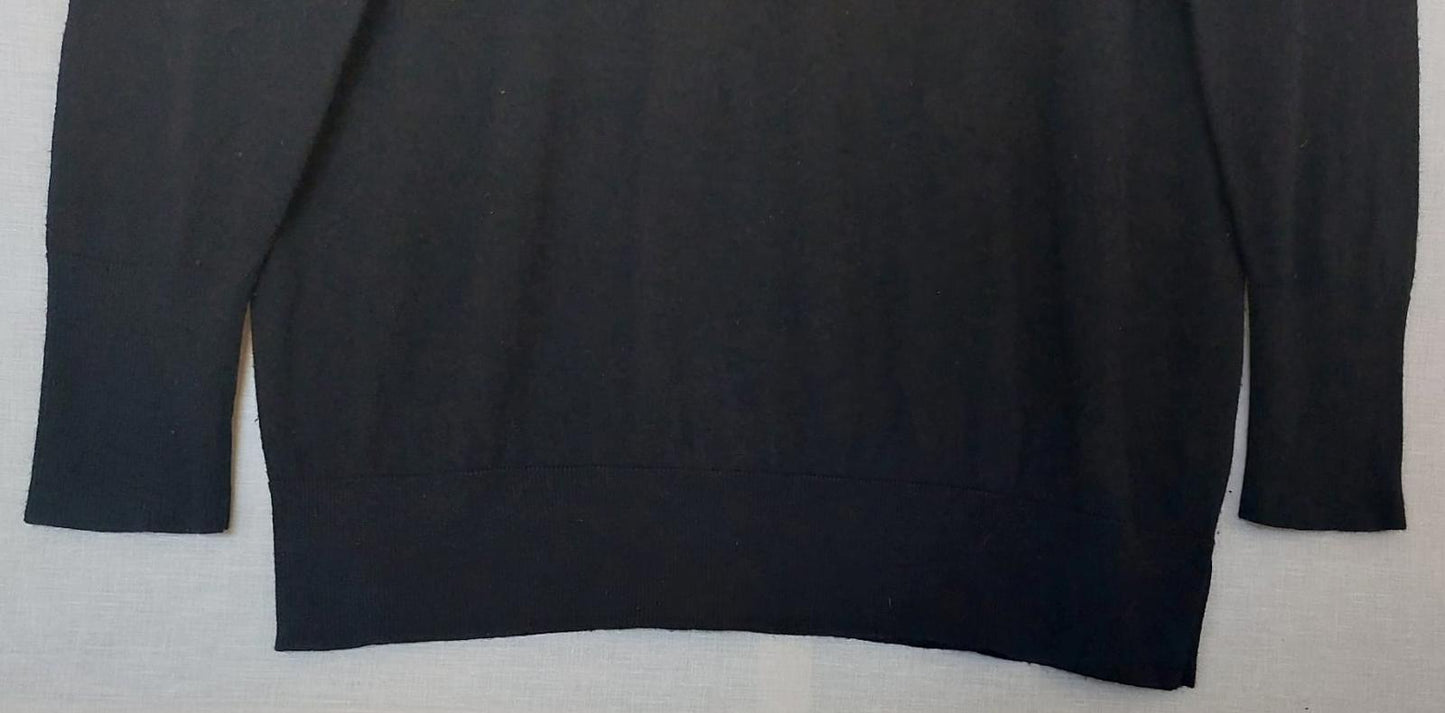 WINSER LONDON Roll Neck Jumper Large Black Lightweight Merino Wool Blend