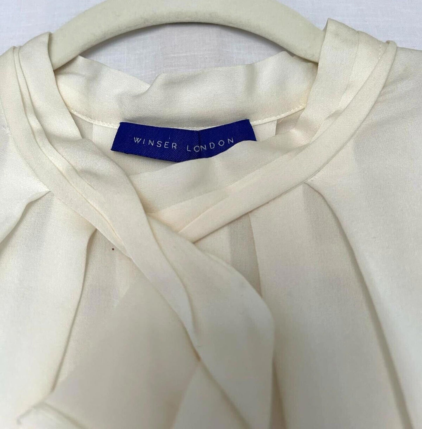 WINSER LONDON Blouse 16 Ivory Silk Ruffle Long Sleeves