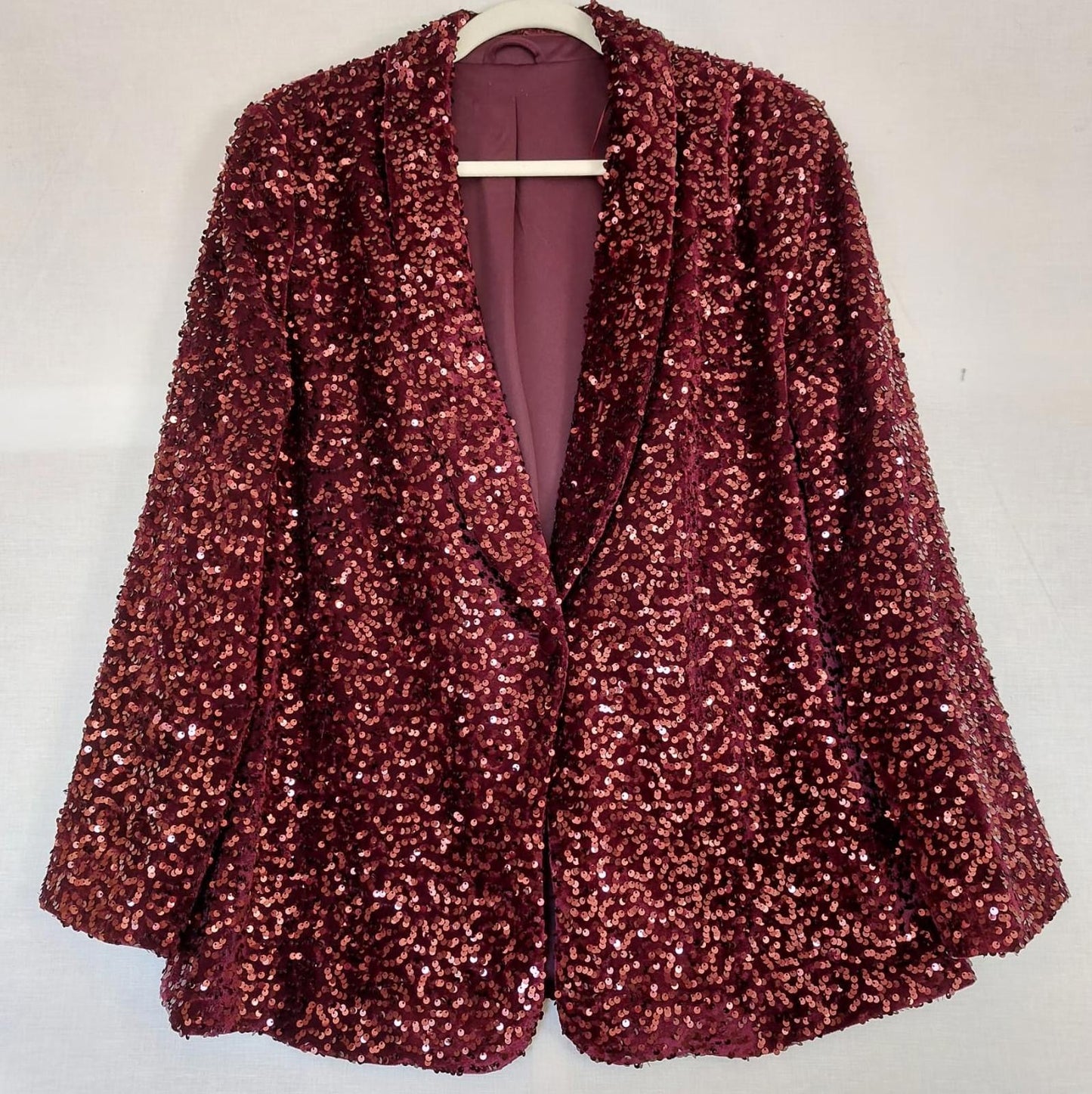 Evening Jacket 14 Deep Burgundy Sequins Lined Long Sleeves Stunning BNWOT