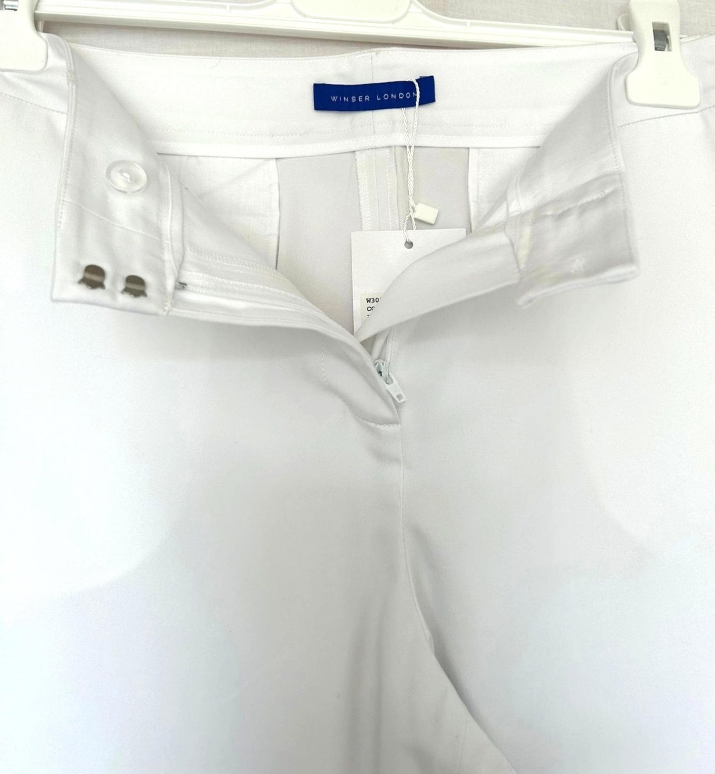 WINSER LONDON Trousers 14 White Cotton Twill Straight Leg Boyfriend Style BNWT