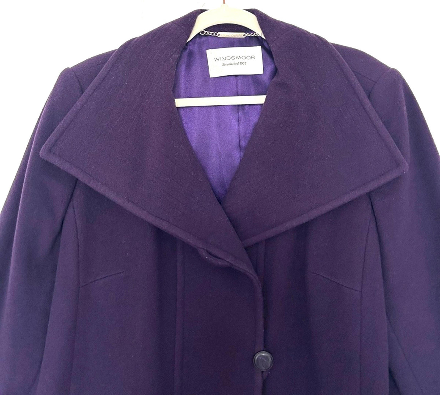 WINDSMOOR Coat 16 Purple Wool Blend Lined Buttons Pockets