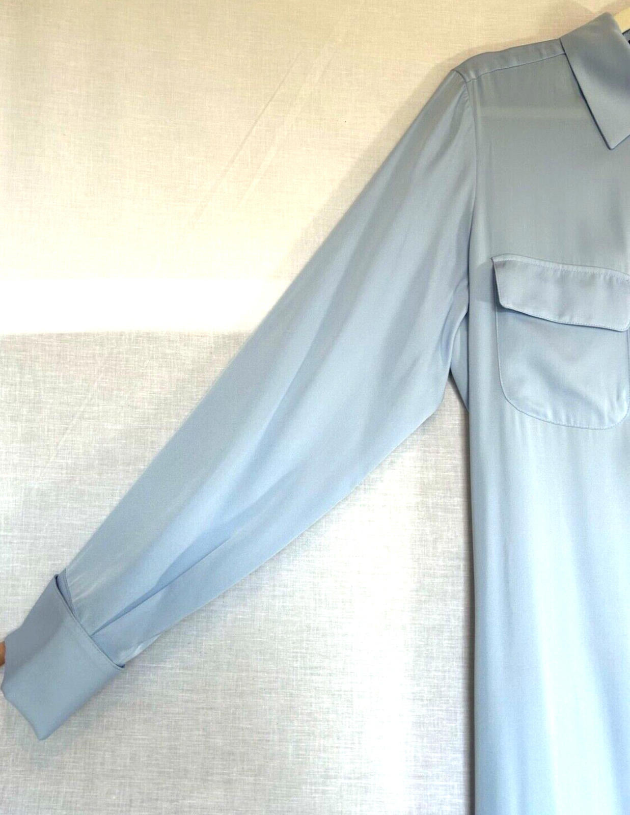 WINSER LONDON Dress Large Soft Blue Silk Maxi Shirt Style Dress BNWT