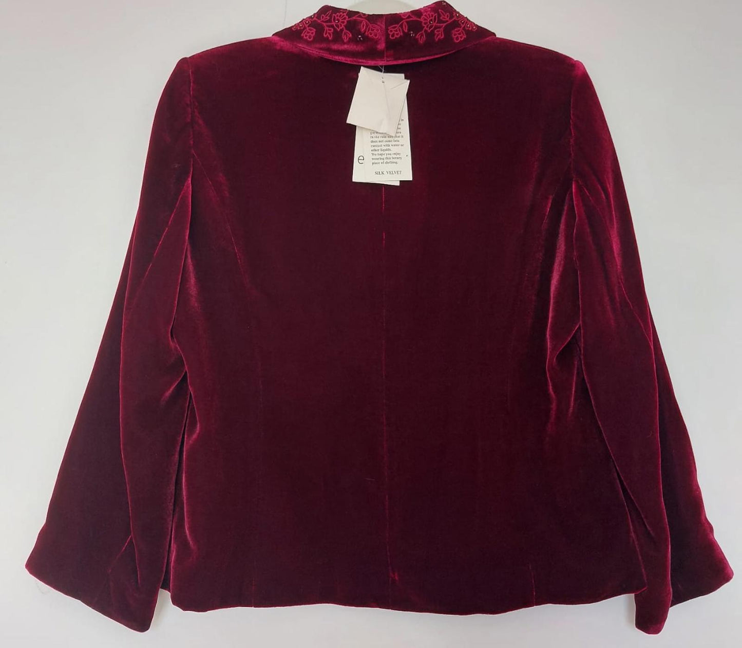 EASTEX Velvet Jacket 14 Deep Claret Silk Blend Embroidered Beaded Lined BNWT