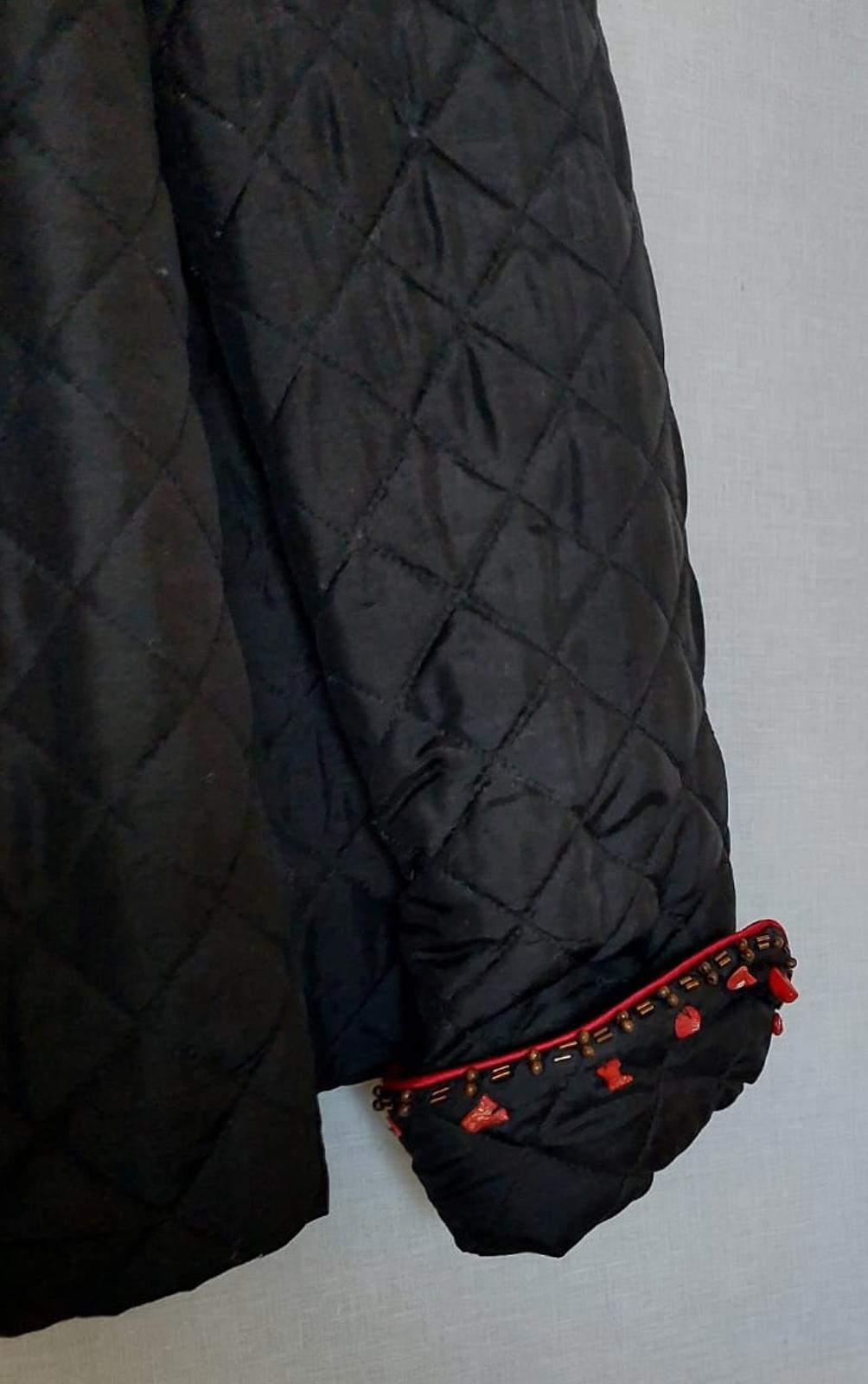 SILKLAND Jacket XL Black 100% Silk Beads Stones Lined Long Sleeves