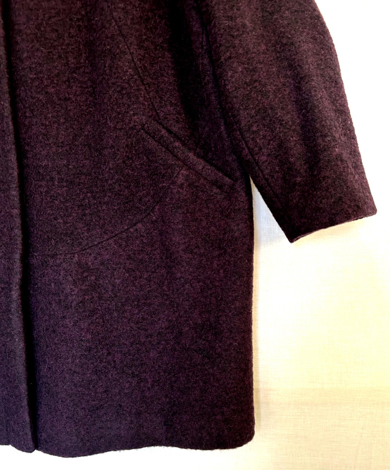 PER UNA Coat 16 Deep Purple Lined Mid-Length Wool Blend Pockets