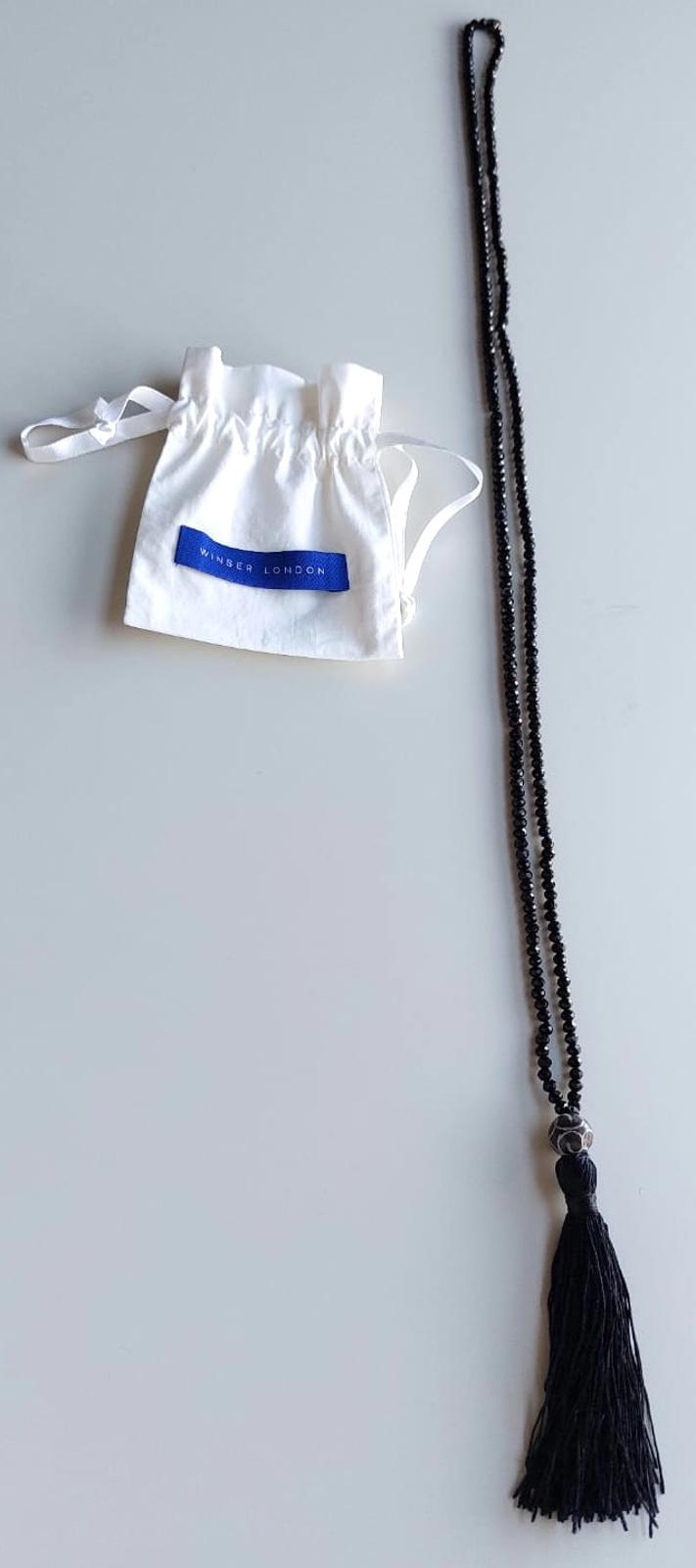 WINSER LONDON Necklace Black Swarovski Crystals Bead Tassel BNWOT
