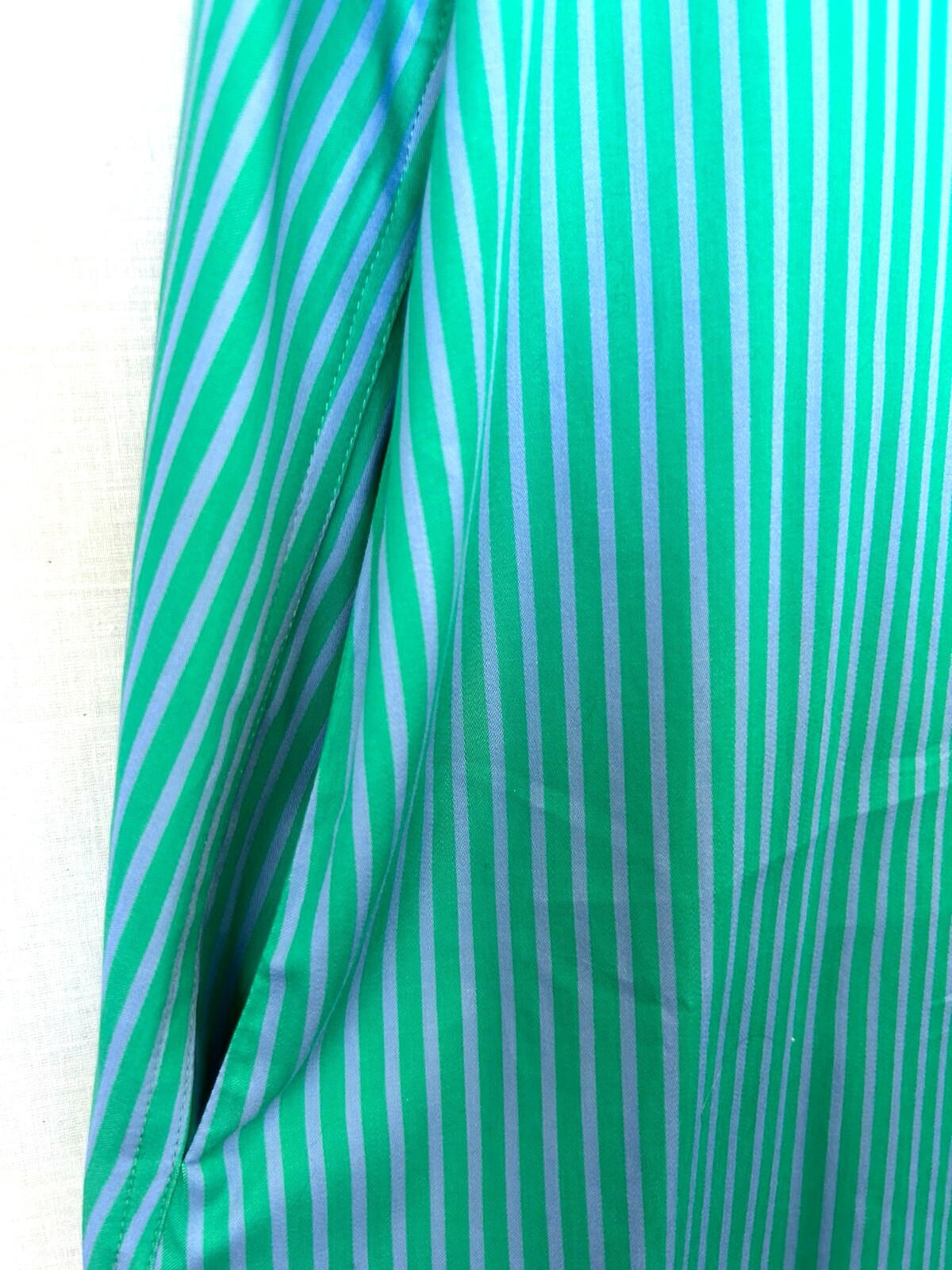 WINSER LONDON Dress L Blue & Green Cotton Striped A-Line Sleeveless BNWT