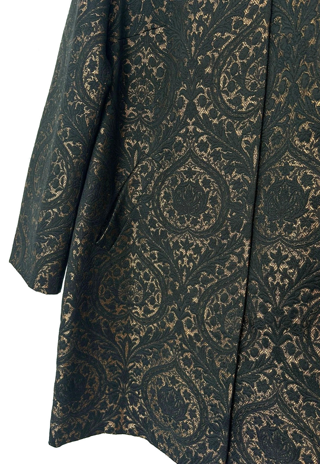 MONSOON Coat 14 Black & Bronze Brocade Concealed Fastenings Long Sleeves