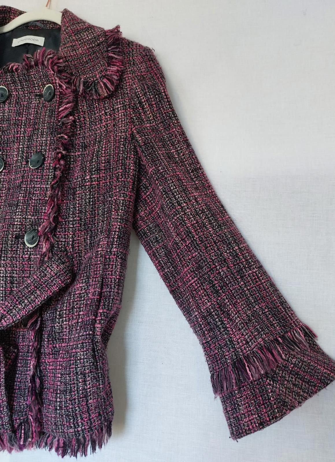 WINDSMOOR Jacket 12 Berry Pinks Fringing Belted Long Sleeves