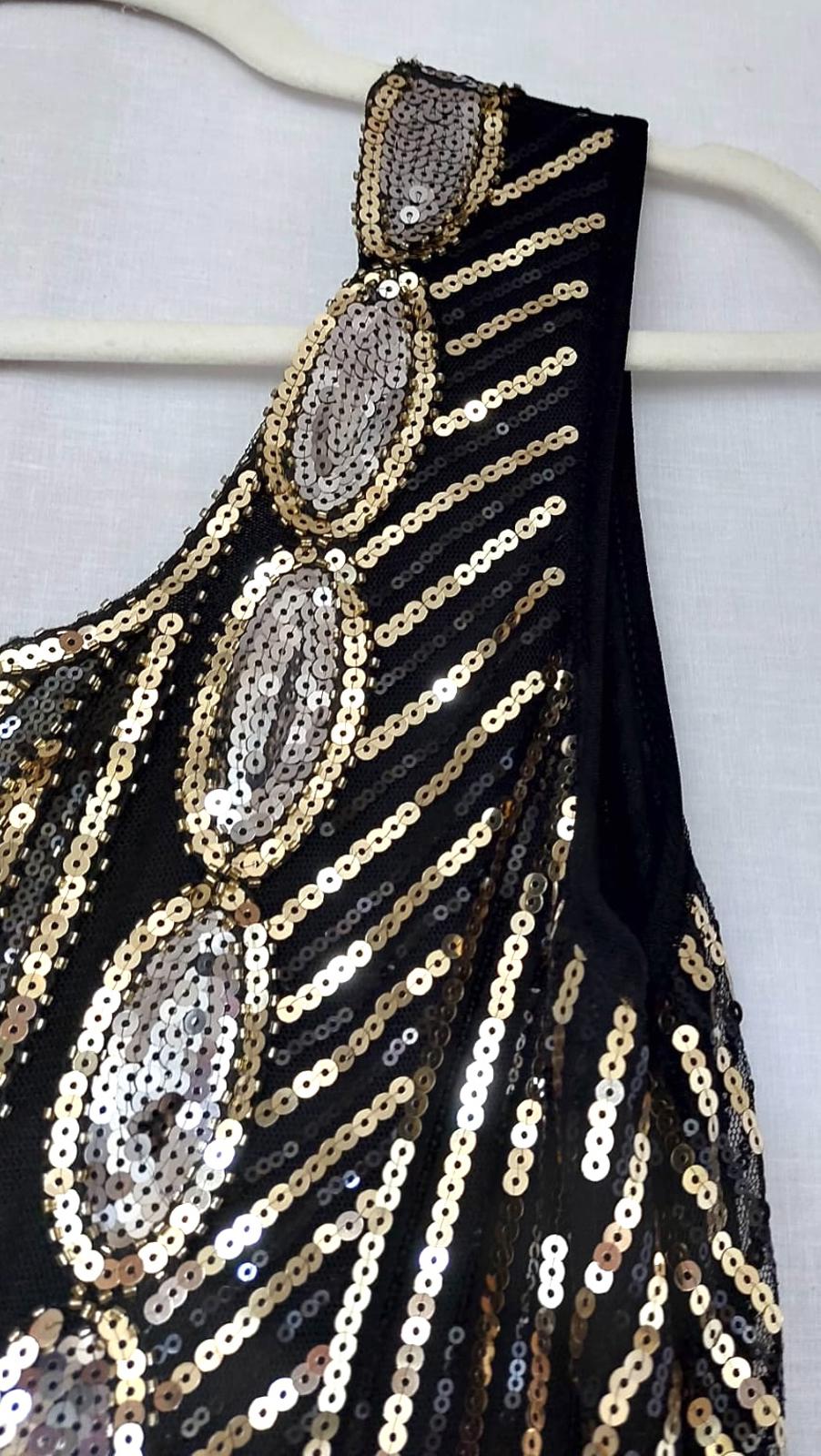 Evening Dress Medium Gold & Silver Sequins Charleston Style Beautiful BNWOT