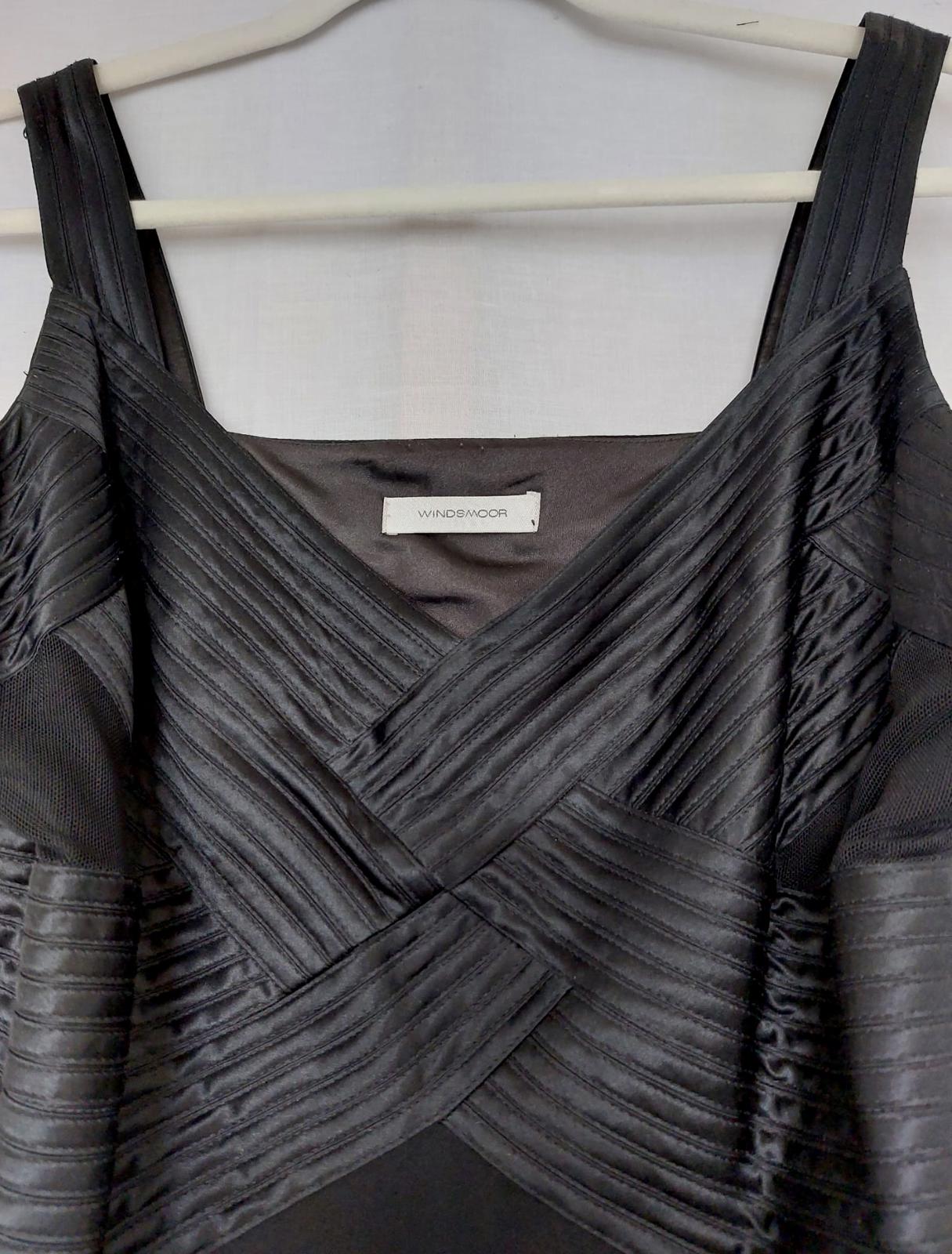 WINDSMOOR Evening Dress 12 Black 100% Silk Mid Length Lined