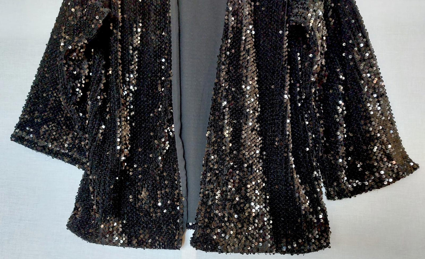 NEXT Evening Jacket Large Black Sequins Lined Long Sleeves Fabulous