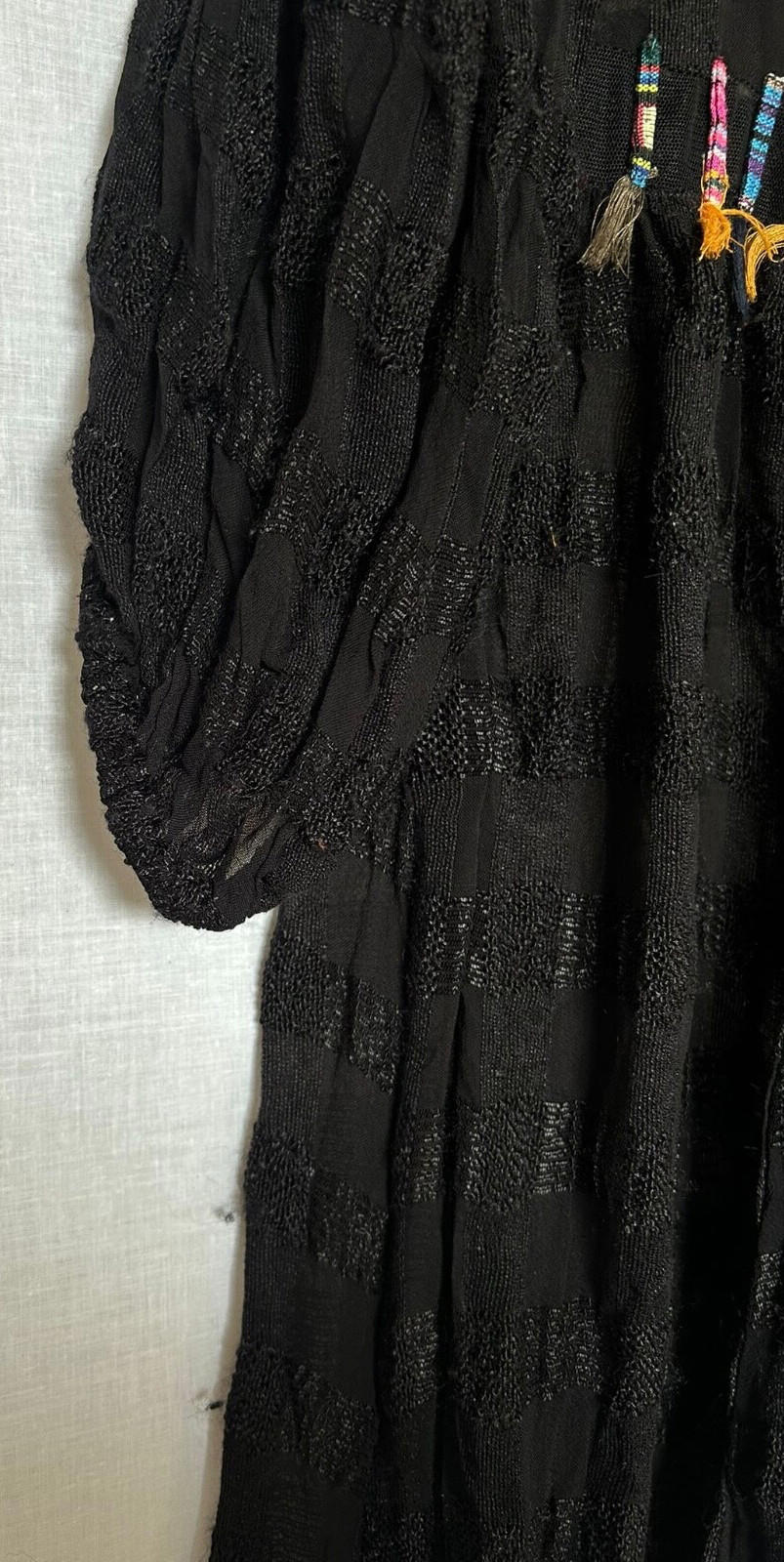 ZARA Jacket Coat Small Black Sheer Colourful Tassels Midi Length Long Sleeves
