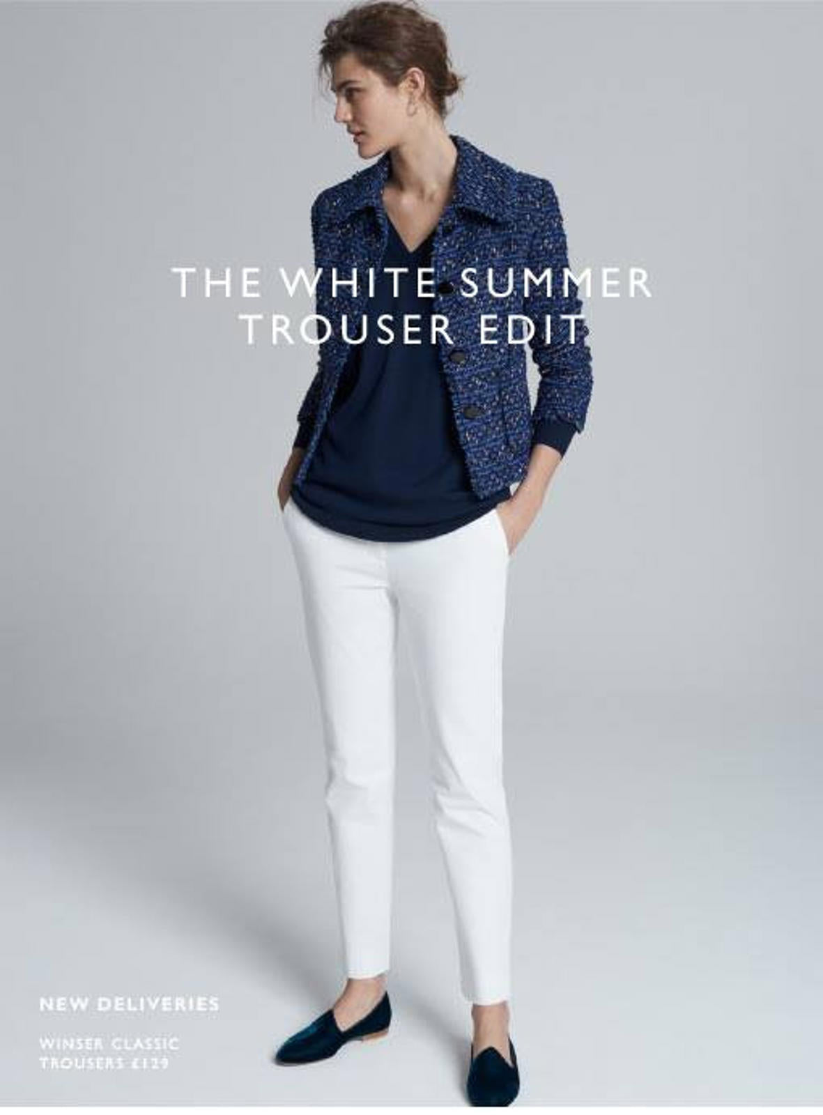 Winser London Cotton Twill Classic Trousers White Sizes 18 BNWT