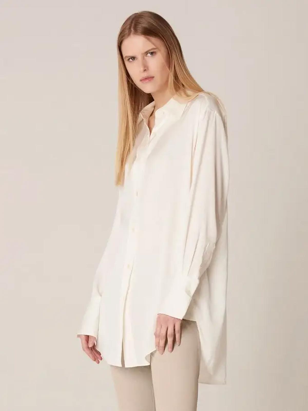 WINSER LONDON Tunic Large Ivory Silk Curved Hem Side Slits BNWOT