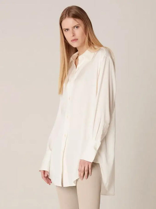 WINSER LONDON Tunic Large Ivory Silk Curved Hem Side Slits BNWOT