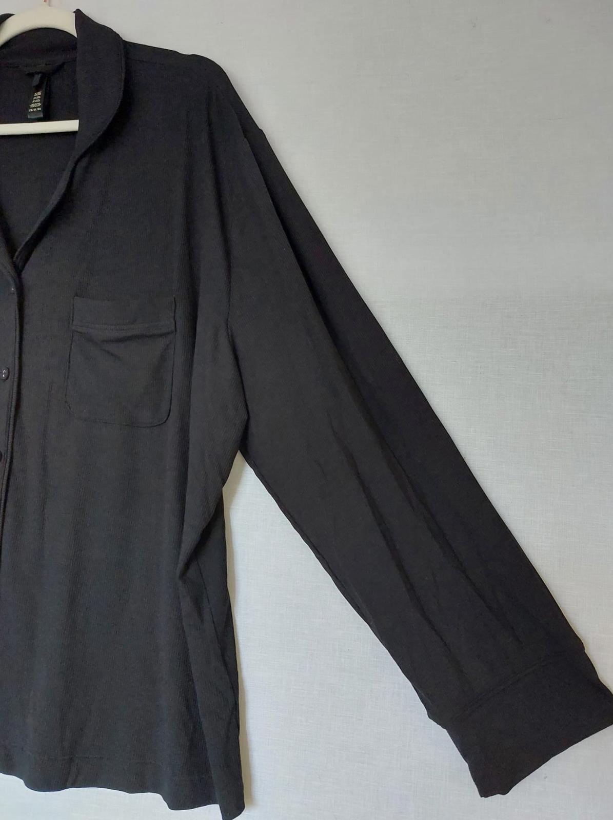 SKIMS Top 2X 16/18 Black Button Through Pocket Ribbed Lounge Top