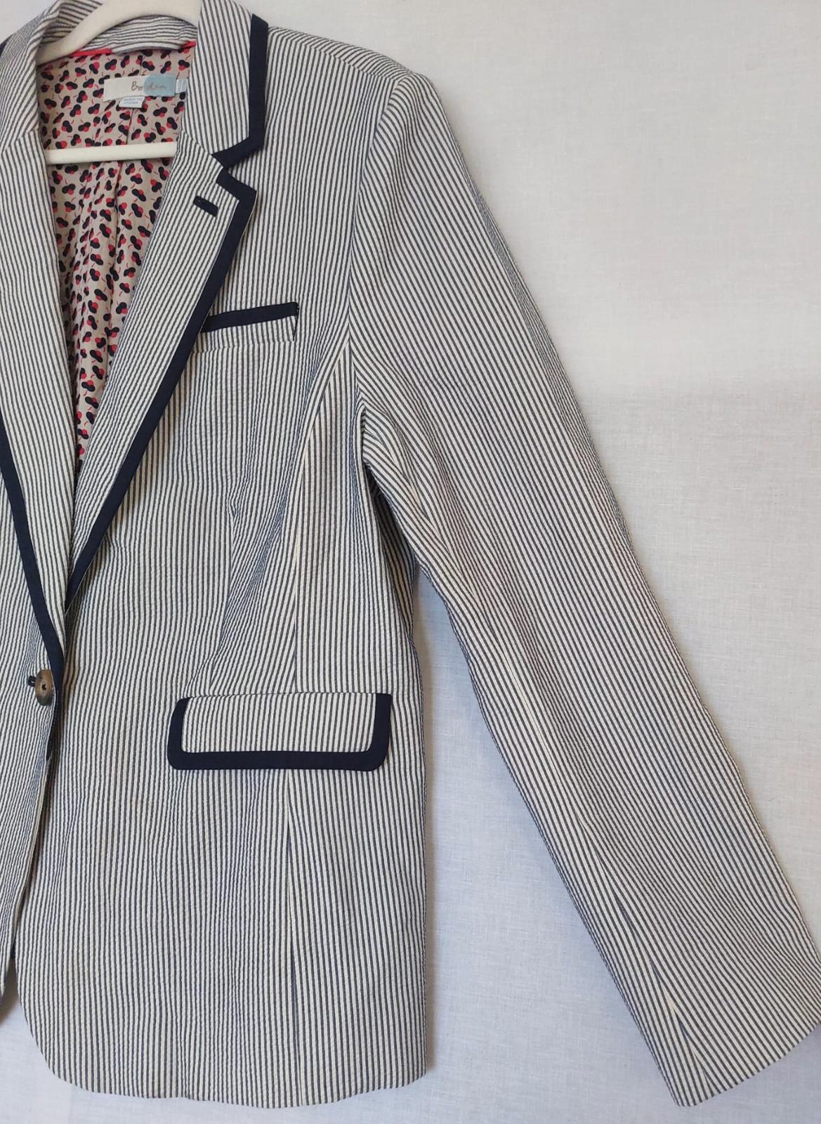 BODEN Jacket 22 Navy & White Stripe 100% Cotton Pockets Lined