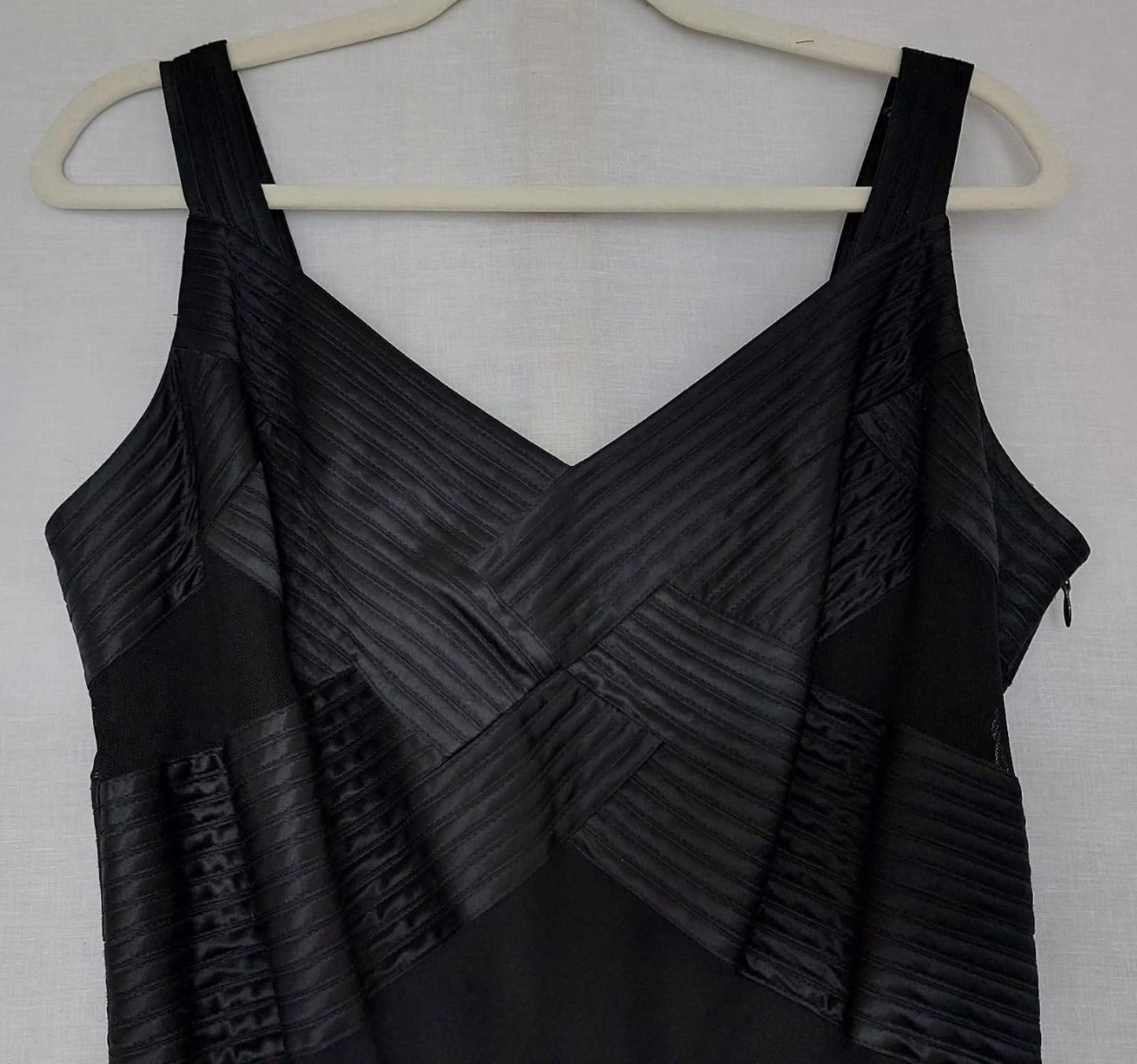 WINDSMOOR Evening Dress 12 Black 100% Silk Mid Length Lined