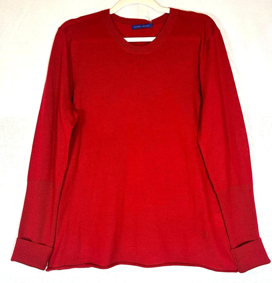 WINSER LONDON Jumper Large Lipstick Red Merino Wool Deep Turnback Cuffs L BNWT