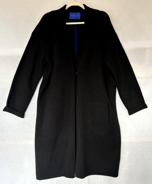 WINSER LONDON Coatigan XL Black Merino Wool Knit Pockets BNWOT