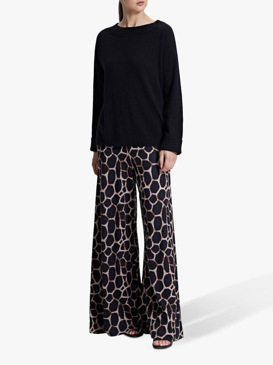 WINSER LONDON Large Black 100% Cashmere Jumper Ribbed Collar Cuffs & Hem