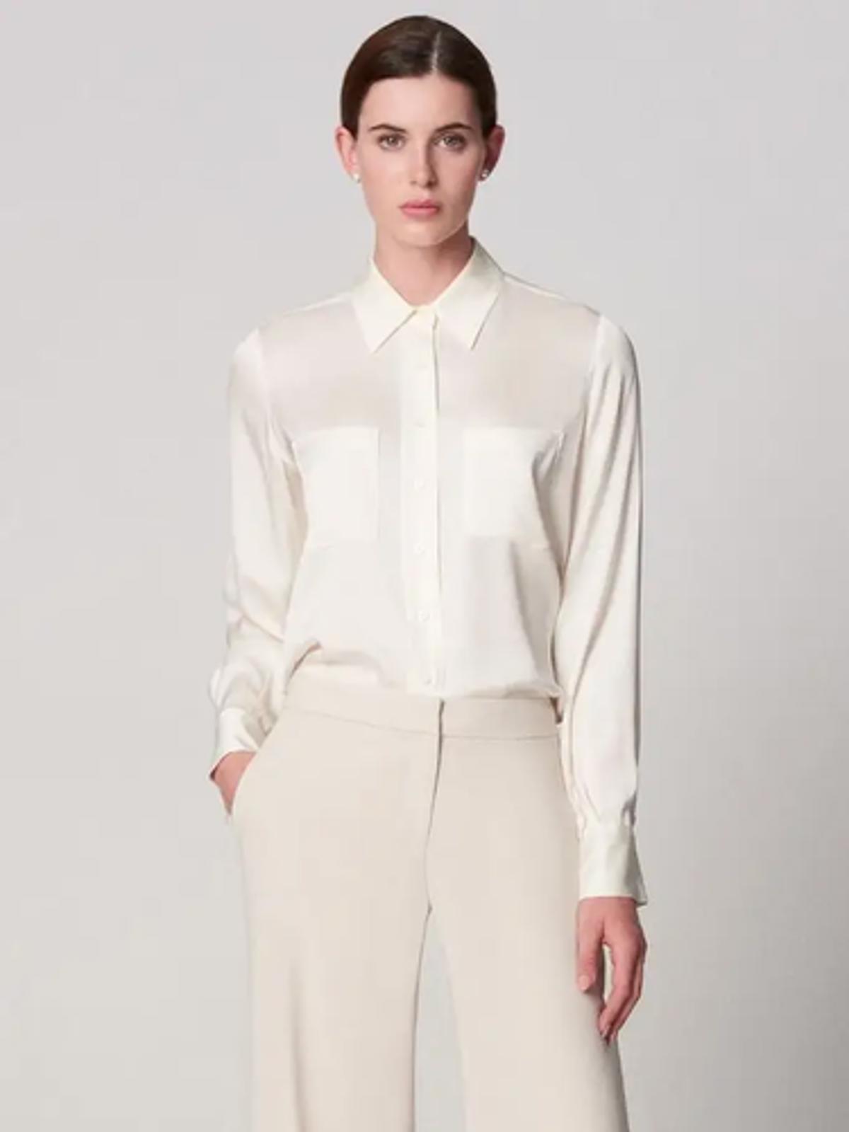 WINSER LONDON Blouse Large Ivory Silk Pockets Buttons Luxury BNWOT