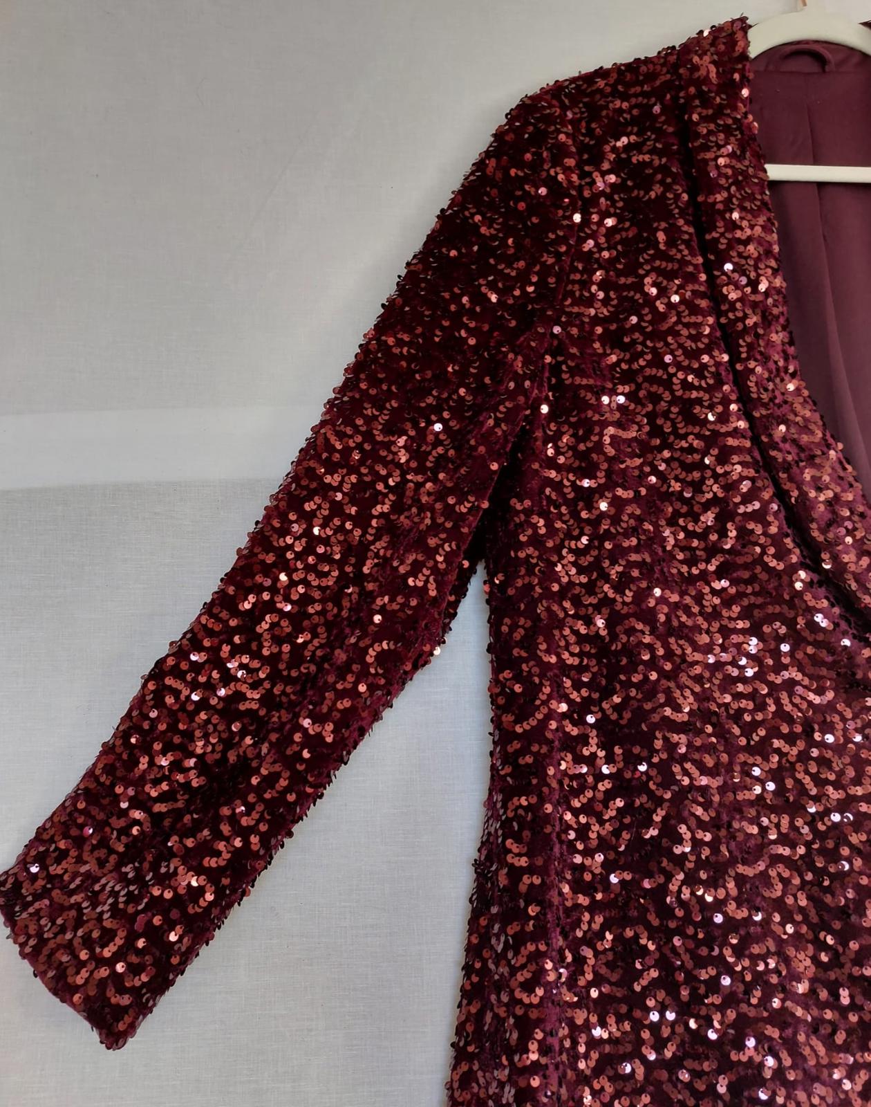 Evening Jacket 14 Deep Burgundy Sequins Lined Long Sleeves Stunning BNWOT