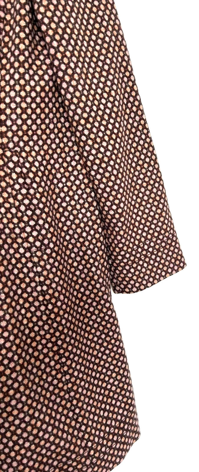 EAST Coat 14 Wool Blend Double Breasted Rounded Collar Pockets Long Sleeves