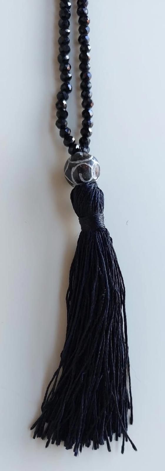 WINSER LONDON Necklace Black Swarovski Crystals Bead Tassel BNWOT