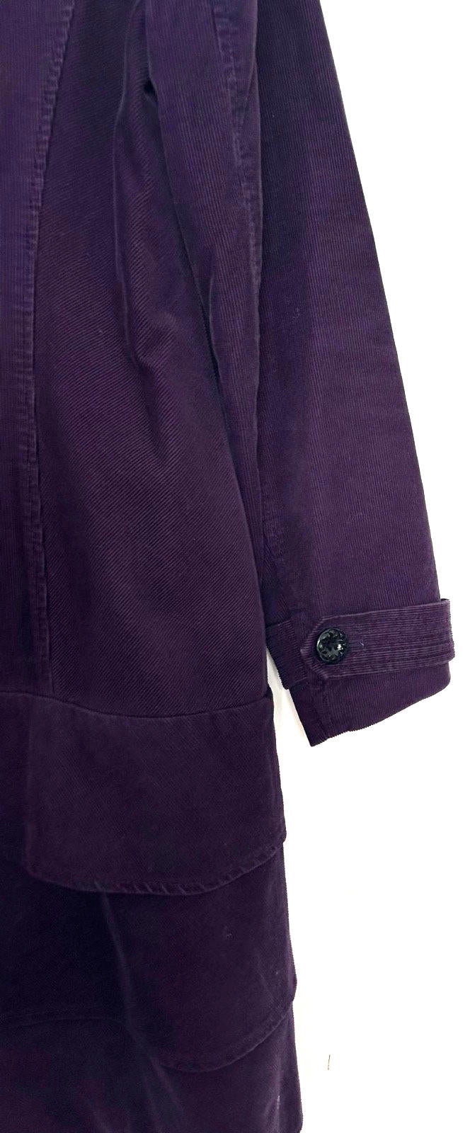 PER UNA Coat 12 Deep Purple Cotton Needle Cord Layered Hemline Lined Pockets
